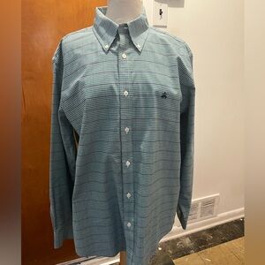 Brooks Brothers Men’s Blue/Green Button Down Checkered long sleeve Shirt. EUC